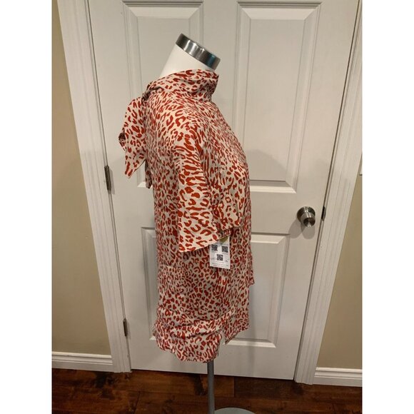 Baum und Pferdgarten Ivory & Red Animal Print Shirt Blouse W/ Neck Tie Size 8 40 - Picture 2 of 5